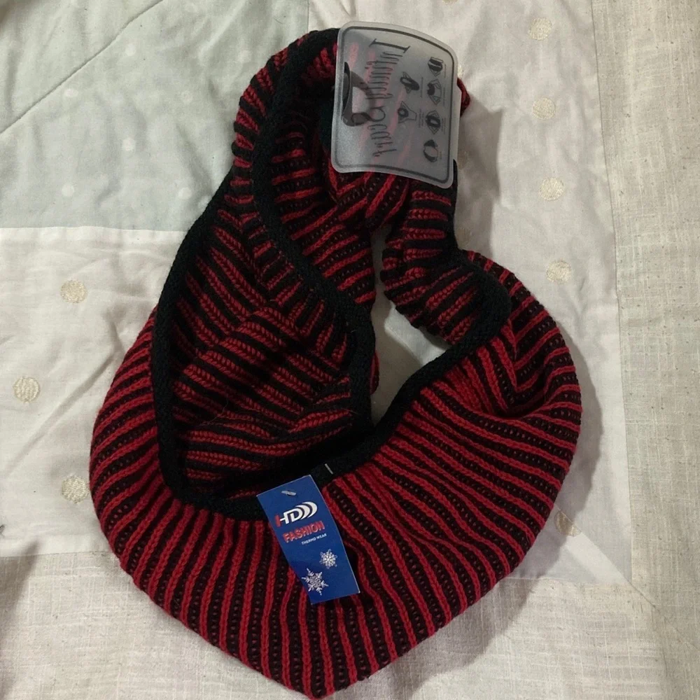 Black and Red Striped Scarf
